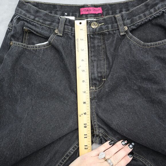 Cottage Street Pants Womens 8P Black Denim Flat Front Straight Leg Jeans - Picture 4 of 13